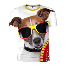 Мужская футболка 3D спортивная с принтом Джек Рассел с веером в Екатеринбурге, 100% полиэстер с улучшенными характеристиками | приталенный силуэт, круглая горловина, широкие плечи, сужается к линии бедра | джек рассел | песик | песики | собака | собаки | терьер