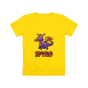 Детская футболка хлопок с принтом Дракон Спайро. 8 bit. в Екатеринбурге, 100% хлопок | круглый вырез горловины, полуприлегающий силуэт, длина до линии бедер | dragon | pixel art | spyro | дракон | пиксель арт | спайро