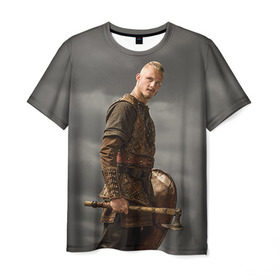 Мужская футболка 3D с принтом Бьёрн в Екатеринбурге, 100% полиэфир | прямой крой, круглый вырез горловины, длина до линии бедер | викинги