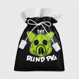 Подарочный 3D мешок с принтом Blind Pig в Екатеринбурге, 100% полиэстер | Размер: 29*39 см | Тематика изображения на принте: ад | зеленый | свинья | череп