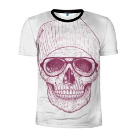 Мужская футболка 3D спортивная с принтом Cool Skull в Екатеринбурге, 100% полиэстер с улучшенными характеристиками | приталенный силуэт, круглая горловина, широкие плечи, сужается к линии бедра | Тематика изображения на принте: красивый | крутой | очки | рисунок | узор | череп