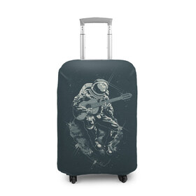 Чехол для чемодана 3D с принтом Астронавт в Екатеринбурге, 86% полиэфир, 14% спандекс | двустороннее нанесение принта, прорези для ручек и колес | music | гитара | звезды | космонавт | космос | музыка