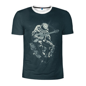 Мужская футболка 3D спортивная с принтом Астронавт в Екатеринбурге, 100% полиэстер с улучшенными характеристиками | приталенный силуэт, круглая горловина, широкие плечи, сужается к линии бедра | music | гитара | звезды | космонавт | космос | музыка
