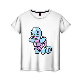 Женская футболка 3D с принтом Squirtle (pokemon) в Екатеринбурге, 100% полиэфир ( синтетическое хлопкоподобное полотно) | прямой крой, круглый вырез горловины, длина до линии бедер | squirtle | пиксели | покемоны | рokemon | сквиртл