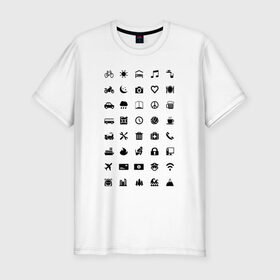 Мужская футболка премиум с принтом Iconspeak в Екатеринбурге, 92% хлопок, 8% лайкра | приталенный силуэт, круглый вырез ворота, длина до линии бедра, короткий рукав | знаки | символы | турист