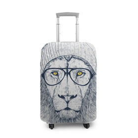 Чехол для чемодана 3D с принтом Cool Lion в Екатеринбурге, 86% полиэфир, 14% спандекс | двустороннее нанесение принта, прорези для ручек и колес | красивый | крутой | лев | львица | очки | рисунок | узор