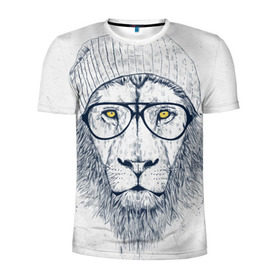 Мужская футболка 3D спортивная с принтом Cool Lion в Екатеринбурге, 100% полиэстер с улучшенными характеристиками | приталенный силуэт, круглая горловина, широкие плечи, сужается к линии бедра | красивый | крутой | лев | львица | очки | рисунок | узор
