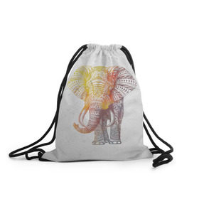 Рюкзак-мешок 3D с принтом Solar Elephant в Екатеринбурге, 100% полиэстер | плотность ткани — 200 г/м2, размер — 35 х 45 см; лямки — толстые шнурки, застежка на шнуровке, без карманов и подкладки | красивый | крутой | рисунок | слон | узор