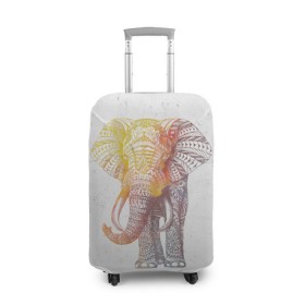 Чехол для чемодана 3D с принтом Solar Elephant в Екатеринбурге, 86% полиэфир, 14% спандекс | двустороннее нанесение принта, прорези для ручек и колес | Тематика изображения на принте: красивый | крутой | рисунок | слон | узор