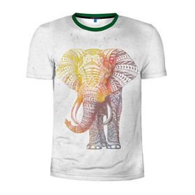 Мужская футболка 3D спортивная с принтом Solar Elephant в Екатеринбурге, 100% полиэстер с улучшенными характеристиками | приталенный силуэт, круглая горловина, широкие плечи, сужается к линии бедра | красивый | крутой | рисунок | слон | узор