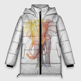 Женская зимняя куртка 3D с принтом Solar Elephant в Екатеринбурге, верх — 100% полиэстер; подкладка — 100% полиэстер; утеплитель — 100% полиэстер | длина ниже бедра, силуэт Оверсайз. Есть воротник-стойка, отстегивающийся капюшон и ветрозащитная планка. 

Боковые карманы с листочкой на кнопках и внутренний карман на молнии | красивый | крутой | рисунок | слон | узор