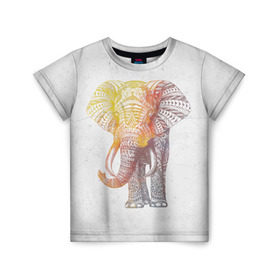 Детская футболка 3D с принтом Solar Elephant в Екатеринбурге, 100% гипоаллергенный полиэфир | прямой крой, круглый вырез горловины, длина до линии бедер, чуть спущенное плечо, ткань немного тянется | красивый | крутой | рисунок | слон | узор