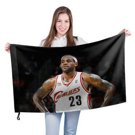 Флаг 3D с принтом LeBron James в Екатеринбурге, 100% полиэстер | плотность ткани — 95 г/м2, размер — 67 х 109 см. Принт наносится с одной стороны | cleveland cavaliers | lebron james | nba. | баскетбол | баскетболист | джеймс леброн | кливленд кавальерс | нба