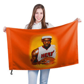 Флаг 3D с принтом LeBron James в Екатеринбурге, 100% полиэстер | плотность ткани — 95 г/м2, размер — 67 х 109 см. Принт наносится с одной стороны | cleveland cavaliers | lebron james | nba. | баскетбол | баскетболист | джеймс леброн | кливленд кавальерс | нба