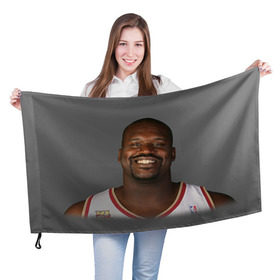 Флаг 3D с принтом Shaquille O`Neal в Екатеринбурге, 100% полиэстер | плотность ткани — 95 г/м2, размер — 67 х 109 см. Принт наносится с одной стороны | Тематика изображения на принте: shaquille oneal | баскетболист | нба | шакил онил