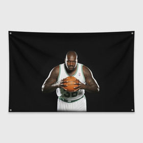 Флаг-баннер с принтом Shaquille ONeal в Екатеринбурге, 100% полиэстер | размер 67 х 109 см, плотность ткани — 95 г/м2; по краям флага есть четыре люверса для крепления | shaquille oneal | баскетболист | нба | шакил онил