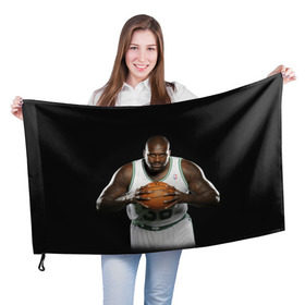 Флаг 3D с принтом Shaquille O`Neal в Екатеринбурге, 100% полиэстер | плотность ткани — 95 г/м2, размер — 67 х 109 см. Принт наносится с одной стороны | Тематика изображения на принте: shaquille oneal | баскетболист | нба | шакил онил