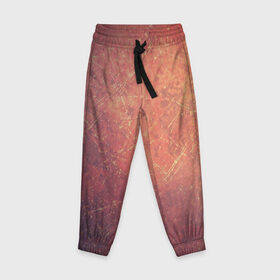 Детские брюки 3D с принтом Космические пятна в Екатеринбурге, 100% полиэстер | манжеты по низу, эластичный пояс регулируется шнурком, по бокам два кармана без застежек, внутренняя часть кармана из мелкой сетки | кометы | космос | оранжевый | пятна | текстура | царапины