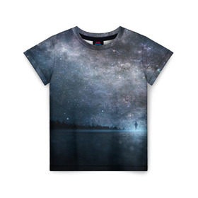 Детская футболка 3D с принтом Звездное небо в Екатеринбурге, 100% гипоаллергенный полиэфир | прямой крой, круглый вырез горловины, длина до линии бедер, чуть спущенное плечо, ткань немного тянется | Тематика изображения на принте: вселенная | галактика | звезды | небо | ночь