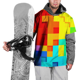Накидка на куртку 3D с принтом Pixel-Fon в Екатеринбурге, 100% полиэстер |  | кубики | пиксель | разноцветный | текстура | яркий