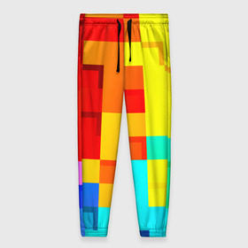 Женские брюки 3D с принтом Pixel-Fon в Екатеринбурге, полиэстер 100% | прямой крой, два кармана без застежек по бокам, с мягкой трикотажной резинкой на поясе и по низу штанин. В поясе для дополнительного комфорта — широкие завязки | кубики | пиксель | разноцветный | текстура | яркий