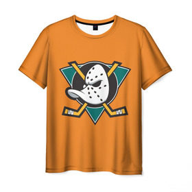 Мужская футболка 3D с принтом Анахайм в Екатеринбурге, 100% полиэфир | прямой крой, круглый вырез горловины, длина до линии бедер | Тематика изображения на принте: anaheim | ducks | nhl | дакс | нхл | хоккей