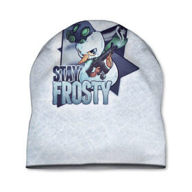 Шапка 3D с принтом Stay Frosty в Екатеринбурге, 100% полиэстер | универсальный размер, печать по всей поверхности изделия | community stickers | counter strike | cs | cs go | будь начеку | снеговик