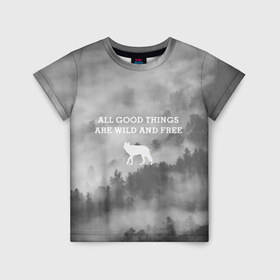 Детская футболка 3D с принтом лес в Екатеринбурге, 100% гипоаллергенный полиэфир | прямой крой, круглый вырез горловины, длина до линии бедер, чуть спущенное плечо, ткань немного тянется | горы | лес | море | охота | приключения | природа | рыбалка | свобода | скалы | туман | туризм | экстрим