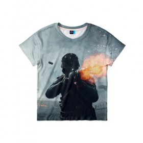 Детская футболка 3D с принтом батлфилд 1 в Екатеринбурге, 100% гипоаллергенный полиэфир | прямой крой, круглый вырез горловины, длина до линии бедер, чуть спущенное плечо, ткань немного тянется | battlefield 1 | батлфилд 1