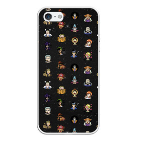 Чехол для iPhone 5/5S матовый с принтом One Piece Pixel art pattern в Екатеринбурге, Силикон | Область печати: задняя сторона чехла, без боковых панелей | 8 bit | ace | chopper | luffy | one piece | pattern | pixel art | space | zorro