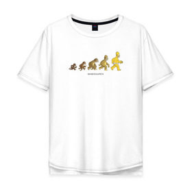 Мужская футболка хлопок Oversize с принтом Эволюция Гомера в Екатеринбурге, 100% хлопок | свободный крой, круглый ворот, “спинка” длиннее передней части | homer simpson | the simpsons | гомер | симпсоны | эволюция