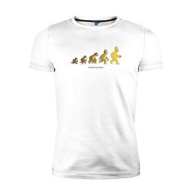 Мужская футболка премиум с принтом Эволюция Гомера в Екатеринбурге, 92% хлопок, 8% лайкра | приталенный силуэт, круглый вырез ворота, длина до линии бедра, короткий рукав | homer simpson | the simpsons | гомер | симпсоны | эволюция