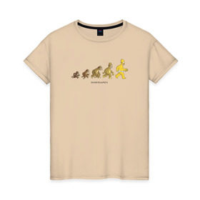 Женская футболка хлопок с принтом Эволюция Гомера в Екатеринбурге, 100% хлопок | прямой крой, круглый вырез горловины, длина до линии бедер, слегка спущенное плечо | homer simpson | the simpsons | гомер | симпсоны | эволюция