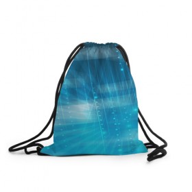 Рюкзак-мешок 3D с принтом Светящиеся линии в Екатеринбурге, 100% полиэстер | плотность ткани — 200 г/м2, размер — 35 х 45 см; лямки — толстые шнурки, застежка на шнуровке, без карманов и подкладки | линии | свет | синева | точки