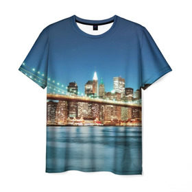 Мужская футболка 3D с принтом Огни ночного города в Екатеринбурге, 100% полиэфир | прямой крой, круглый вырез горловины, длина до линии бедер | америка | город | европа | китай | красота | новинки | ночь | огонь | пейзаж | свет