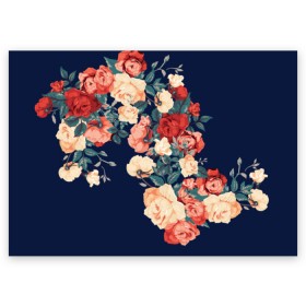 Поздравительная открытка с принтом Fashion flowers в Екатеринбурге, 100% бумага | плотность бумаги 280 г/м2, матовая, на обратной стороне линовка и место для марки
 | fashion | flower | мода | фэшн | цветы