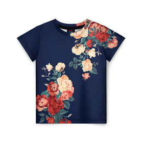 Детская футболка 3D с принтом Fashion flowers в Екатеринбурге, 100% гипоаллергенный полиэфир | прямой крой, круглый вырез горловины, длина до линии бедер, чуть спущенное плечо, ткань немного тянется | fashion | flower | мода | фэшн | цветы
