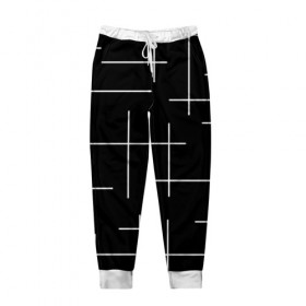 Мужские брюки 3D с принтом Geometric (2) в Екатеринбурге, 100% полиэстер | манжеты по низу, эластичный пояс регулируется шнурком, по бокам два кармана без застежек, внутренняя часть кармана из мелкой сетки | geometric | белый | геометрик | линии | текстура | чёрный