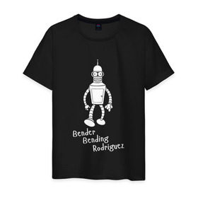 Мужская футболка хлопок с принтом Бендер Б. Родригез в Екатеринбурге, 100% хлопок | прямой крой, круглый вырез горловины, длина до линии бедер, слегка спущенное плечо. | futurama | бендер | футурама