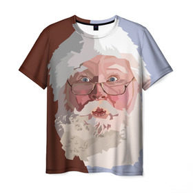 Мужская футболка 3D с принтом Санта Клаус в стиле WPAP в Екатеринбурге, 100% полиэфир | прямой крой, круглый вырез горловины, длина до линии бедер | Тематика изображения на принте: веселье | дед мороз | новый год | праздник | санта