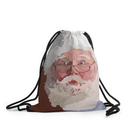 Рюкзак-мешок 3D с принтом Санта Клаус в стиле WPAP в Екатеринбурге, 100% полиэстер | плотность ткани — 200 г/м2, размер — 35 х 45 см; лямки — толстые шнурки, застежка на шнуровке, без карманов и подкладки | веселье | дед мороз | новый год | праздник | санта