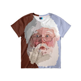 Детская футболка 3D с принтом Санта Клаус в стиле WPAP в Екатеринбурге, 100% гипоаллергенный полиэфир | прямой крой, круглый вырез горловины, длина до линии бедер, чуть спущенное плечо, ткань немного тянется | Тематика изображения на принте: веселье | дед мороз | новый год | праздник | санта