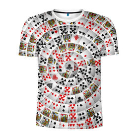 Мужская футболка 3D спортивная с принтом Игральные карты 3 в Екатеринбурге, 100% полиэстер с улучшенными характеристиками | приталенный силуэт, круглая горловина, широкие плечи, сужается к линии бедра | карты | настольные игры | пасьянс | покер