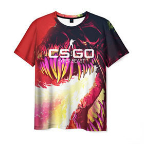 Мужская футболка 3D с принтом cs:go - Hyper Beast style (Скоростной зверь) в Екатеринбурге, 100% полиэфир | прямой крой, круглый вырез горловины, длина до линии бедер | beast | cs | csgo | hyper | го | зверь | кс | скоростной