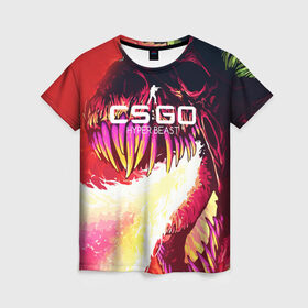 Женская футболка 3D с принтом cs:go - Hyper Beast style (Скоростной зверь) в Екатеринбурге, 100% полиэфир ( синтетическое хлопкоподобное полотно) | прямой крой, круглый вырез горловины, длина до линии бедер | beast | cs | csgo | hyper | го | зверь | кс | скоростной