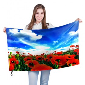 Флаг 3D с принтом Маки в Екатеринбурге, 100% полиэстер | плотность ткани — 95 г/м2, размер — 67 х 109 см. Принт наносится с одной стороны | пейзаж | яркий