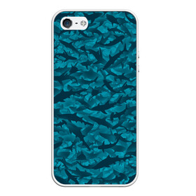 Чехол для iPhone 5/5S матовый с принтом Акулы в Екатеринбурге, Силикон | Область печати: задняя сторона чехла, без боковых панелей | камуфляж | море | океан | рыба | рыбак | рыбалка