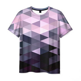 Мужская футболка 3D с принтом Pixel Polygon в Екатеринбурге, 100% полиэфир | прямой крой, круглый вырез горловины, длина до линии бедер | геометрия | полигоны | треугольник
