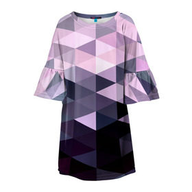 Детское платье 3D с принтом Pixel Polygon в Екатеринбурге, 100% полиэстер | прямой силуэт, чуть расширенный к низу. Круглая горловина, на рукавах — воланы | геометрия | полигоны | треугольник