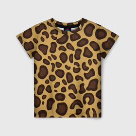 Детская футболка 3D с принтом Шкура леопарда в Екатеринбурге, 100% гипоаллергенный полиэфир | прямой крой, круглый вырез горловины, длина до линии бедер, чуть спущенное плечо, ткань немного тянется | Тематика изображения на принте: 